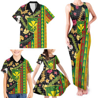 Hawaiian Tropical Plants Lei Family Matching Tank Maxi Dress and Hawaiian Shirt Kanaka Maoli Tribal with Palaka Motifs LT03 - Polynesian Pride