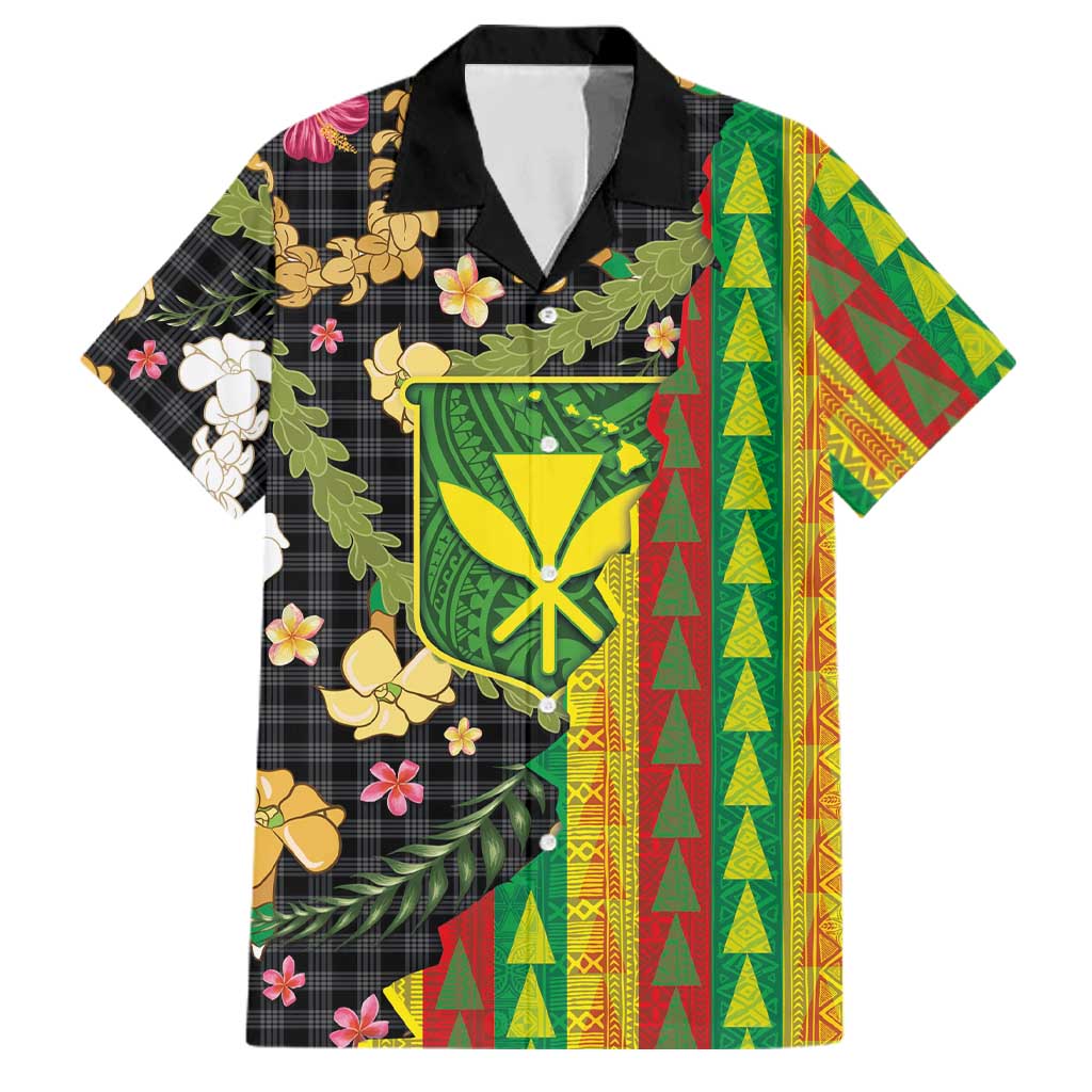 Hawaiian Tropical Plants Lei Family Matching Tank Maxi Dress and Hawaiian Shirt Kanaka Maoli Tribal with Palaka Motifs LT03 Dad's Shirt - Short Sleeve Multicolor - Polynesian Pride