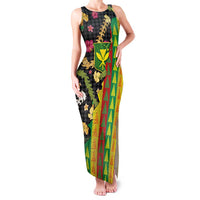 Hawaiian Tropical Plants Lei Family Matching Tank Maxi Dress and Hawaiian Shirt Kanaka Maoli Tribal with Palaka Motifs LT03 Mom's Dress Multicolor - Polynesian Pride