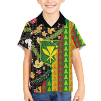 Hawaiian Tropical Plants Lei Family Matching Tank Maxi Dress and Hawaiian Shirt Kanaka Maoli Tribal with Palaka Motifs LT03 Son's Shirt Multicolor - Polynesian Pride