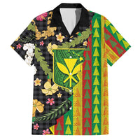 Hawaiian Tropical Plants Lei Hawaiian Shirt Kanaka Maoli Tribal with Palaka Motifs LT03 Multicolor - Polynesian Pride