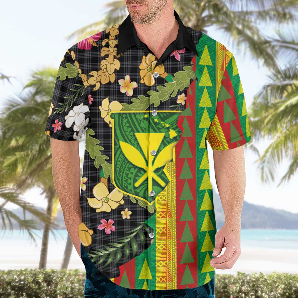 Hawaiian Tropical Plants Lei Hawaiian Shirt Kanaka Maoli Tribal with Palaka Motifs LT03 - Polynesian Pride