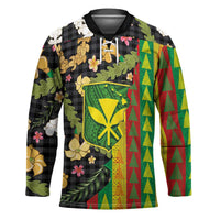 Hawaiian Tropical Plants Lei Hockey Jersey Kanaka Maoli Tribal with Palaka Motifs LT03 Unisex Multicolor - Polynesian Pride