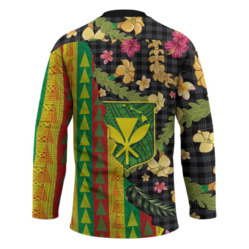 Hawaiian Tropical Plants Lei Hockey Jersey Kanaka Maoli Tribal with Palaka Motifs LT03 - Polynesian Pride