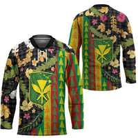 Hawaiian Tropical Plants Lei Hockey Jersey Kanaka Maoli Tribal with Palaka Motifs LT03 - Polynesian Pride