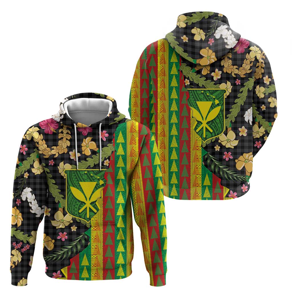 Hawaiian Tropical Plants Lei Hoodie Kanaka Maoli Tribal with Palaka Motifs LT03 - Polynesian Pride