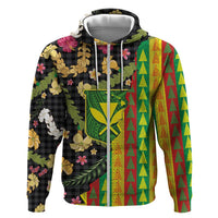 Hawaiian Tropical Plants Lei Hoodie Kanaka Maoli Tribal with Palaka Motifs LT03 Zip Hoodie Multicolor - Polynesian Pride