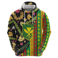 Hawaiian Tropical Plants Lei Hoodie Kanaka Maoli Tribal with Palaka Motifs LT03 - Polynesian Pride