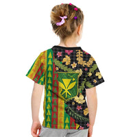 Hawaiian Tropical Plants Lei Kid T Shirt Kanaka Maoli Tribal with Palaka Motifs LT03 - Polynesian Pride