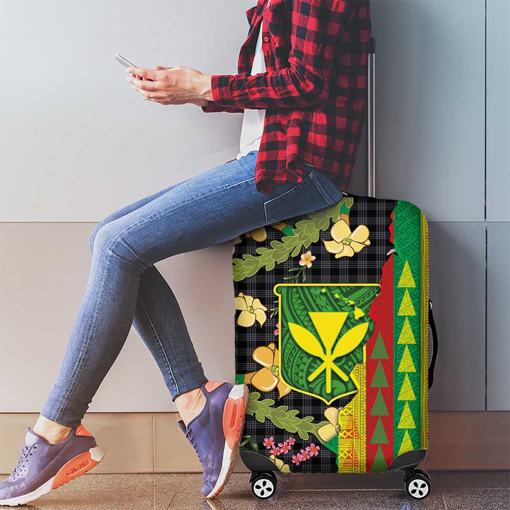 Hawaiian Tropical Plants Lei Luggage Cover Kanaka Maoli Tribal with Palaka Motifs LT03 - Polynesian Pride