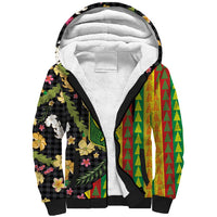 Hawaiian Tropical Plants Lei Sherpa Hoodie Kanaka Maoli Tribal with Palaka Motifs LT03 Unisex Multicolor - Polynesian Pride