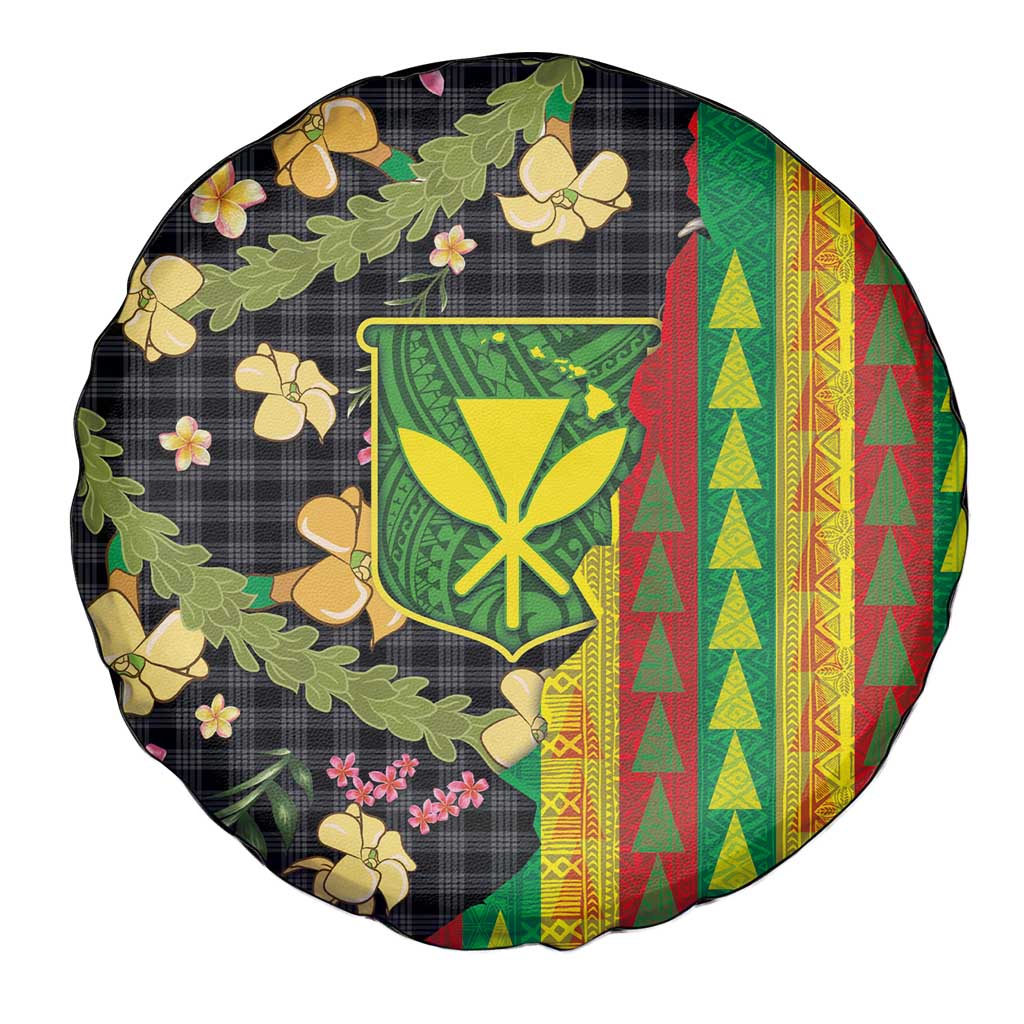 Hawaiian Tropical Plants Lei Spare Tire Cover Kanaka Maoli Tribal with Palaka Motifs LT03 - Polynesian Pride