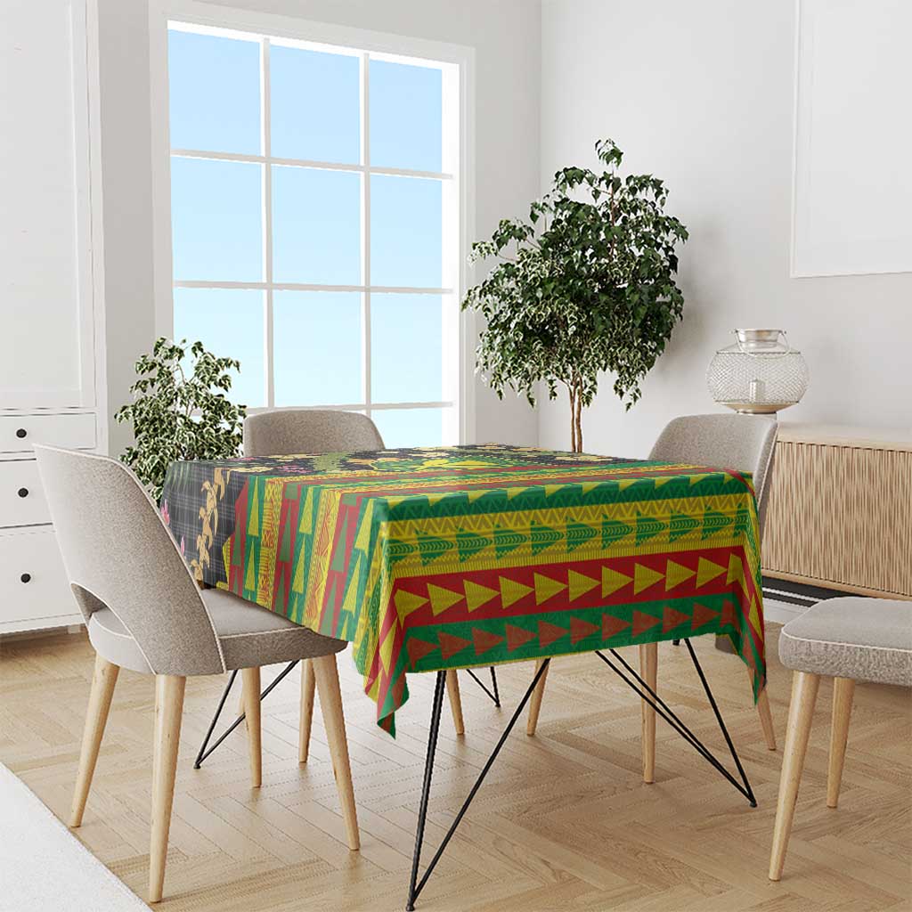 Hawaiian Tropical Plants Lei Tablecloth Kanaka Maoli Tribal with Palaka Motifs LT03 - Polynesian Pride