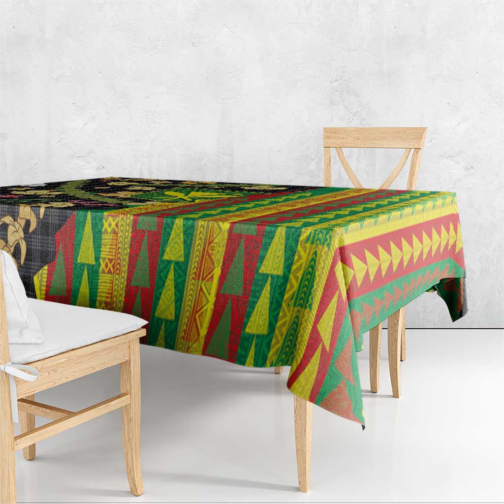 Hawaiian Tropical Plants Lei Tablecloth Kanaka Maoli Tribal with Palaka Motifs LT03 - Polynesian Pride