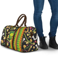 Hawaiian Tropical Plants Lei Travel Bag Kanaka Maoli Tribal with Palaka Motifs LT03 - Polynesian Pride