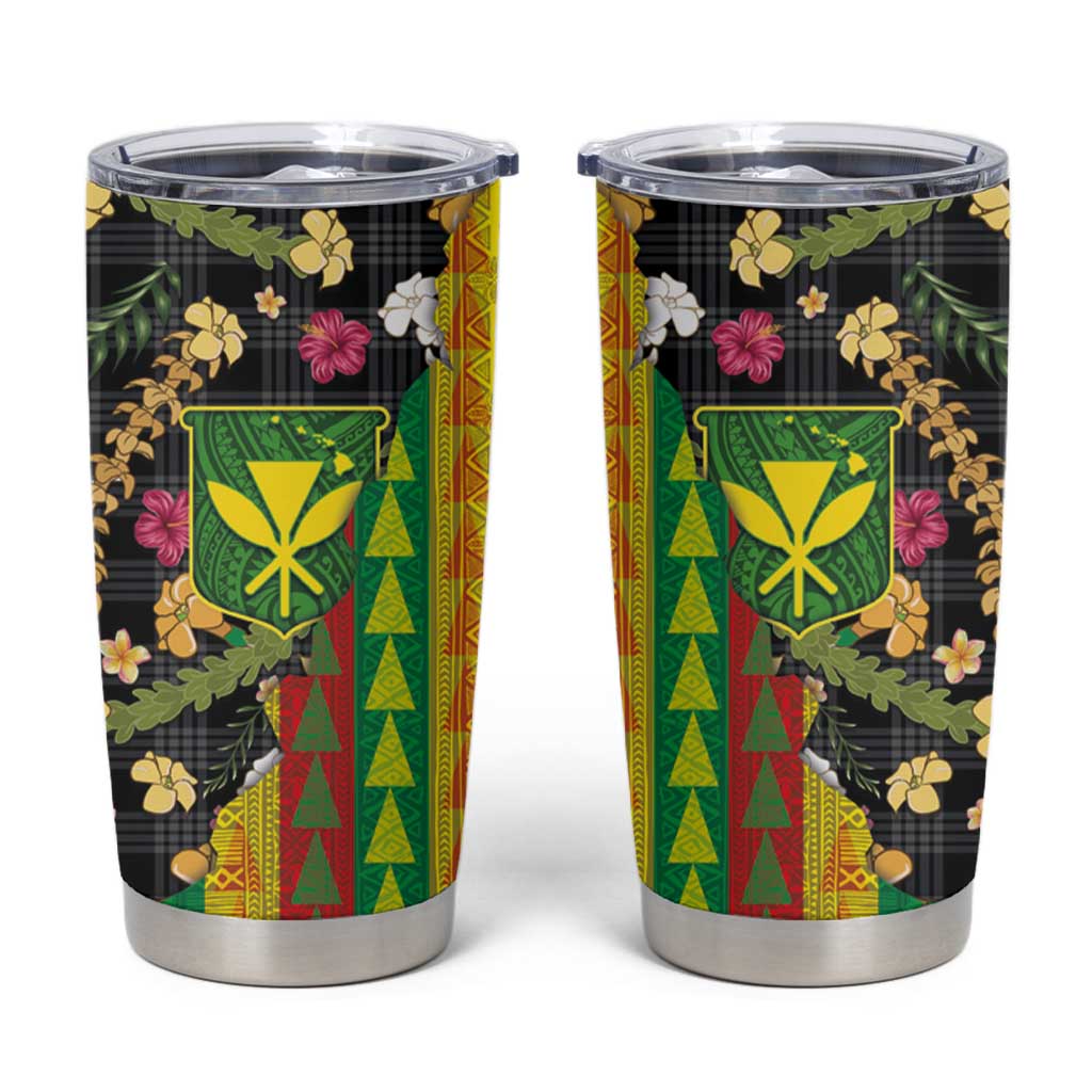 Hawaiian Tropical Plants Lei Tumbler Cup Kanaka Maoli Tribal with Palaka Motifs LT03 Multicolor - Polynesian Pride