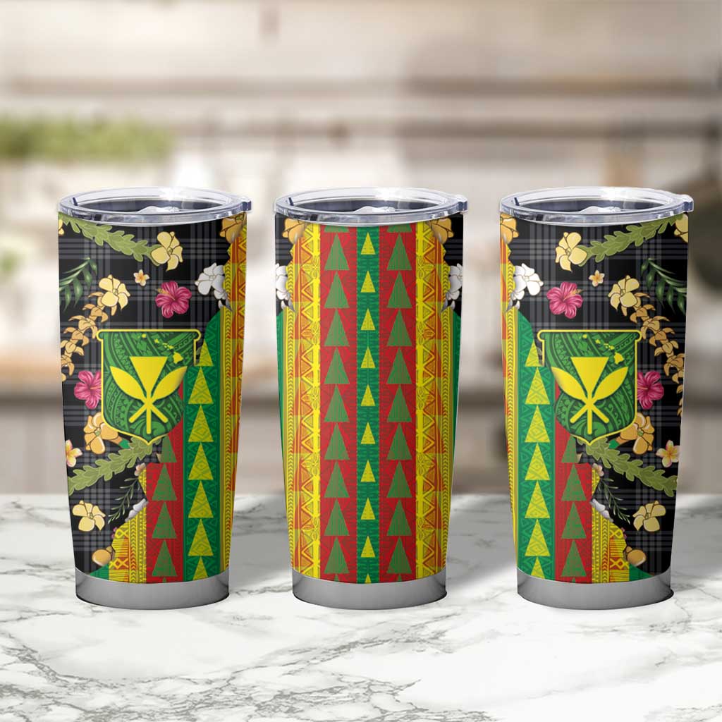 Hawaiian Tropical Plants Lei Tumbler Cup Kanaka Maoli Tribal with Palaka Motifs LT03 - Polynesian Pride