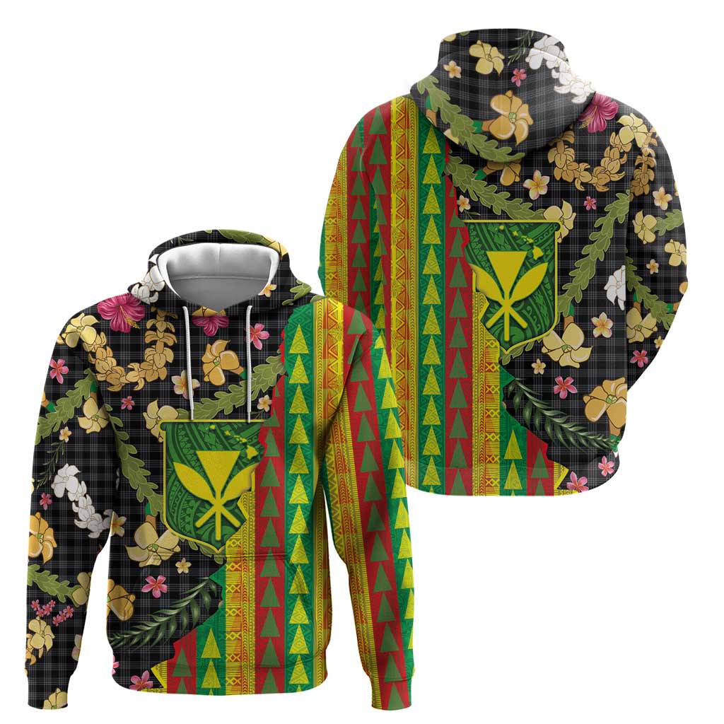 Hawaiian Tropical Plants Lei Zip Hoodie Kanaka Maoli Tribal with Palaka Motifs LT03 - Polynesian Pride