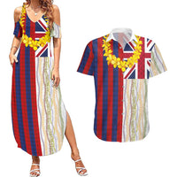 Hawaiian Tropical Plants Lei Couples Matching Summer Maxi Dress and Hawaiian Shirt National Flag Style LT03 Multicolor - Polynesian Pride