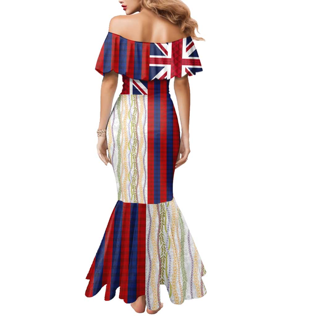 Hawaiian Tropical Plants Lei Family Matching Mermaid Dress and Hawaiian Shirt National Flag Style LT03 - Polynesian Pride