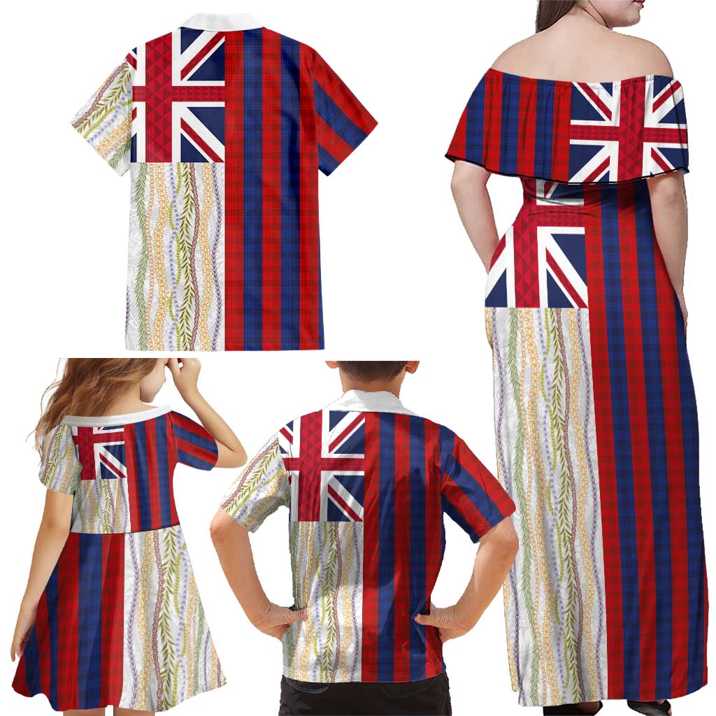 Hawaiian Tropical Plants Lei Family Matching Off Shoulder Maxi Dress and Hawaiian Shirt National Flag Style LT03 - Polynesian Pride