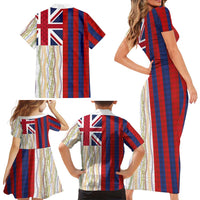 Hawaiian Tropical Plants Lei Family Matching Short Sleeve Bodycon Dress and Hawaiian Shirt National Flag Style LT03 - Polynesian Pride