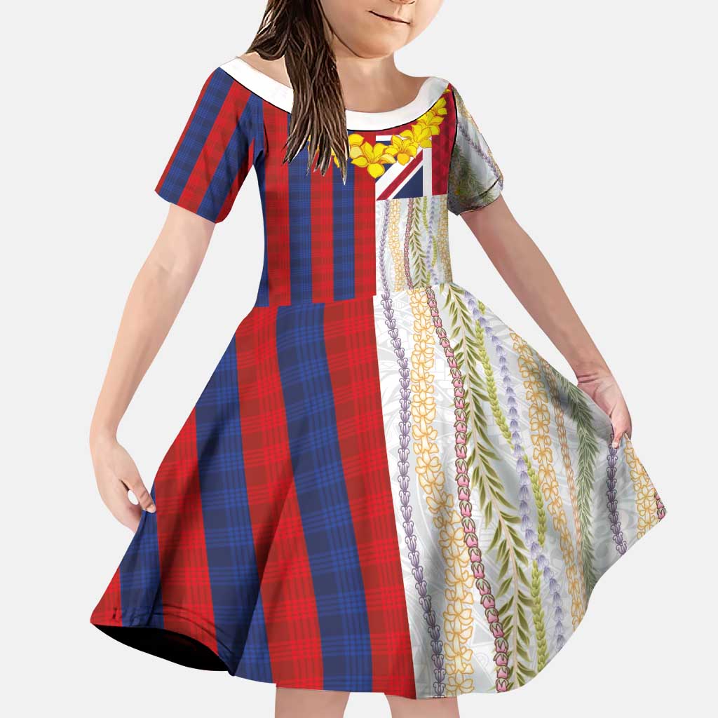 Hawaiian Tropical Plants Lei Family Matching Summer Maxi Dress and Hawaiian Shirt National Flag Style LT03 Daughter's Dress Multicolor - Polynesian Pride