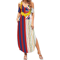 Hawaiian Tropical Plants Lei Family Matching Summer Maxi Dress and Hawaiian Shirt National Flag Style LT03 Mom's Dress Multicolor - Polynesian Pride