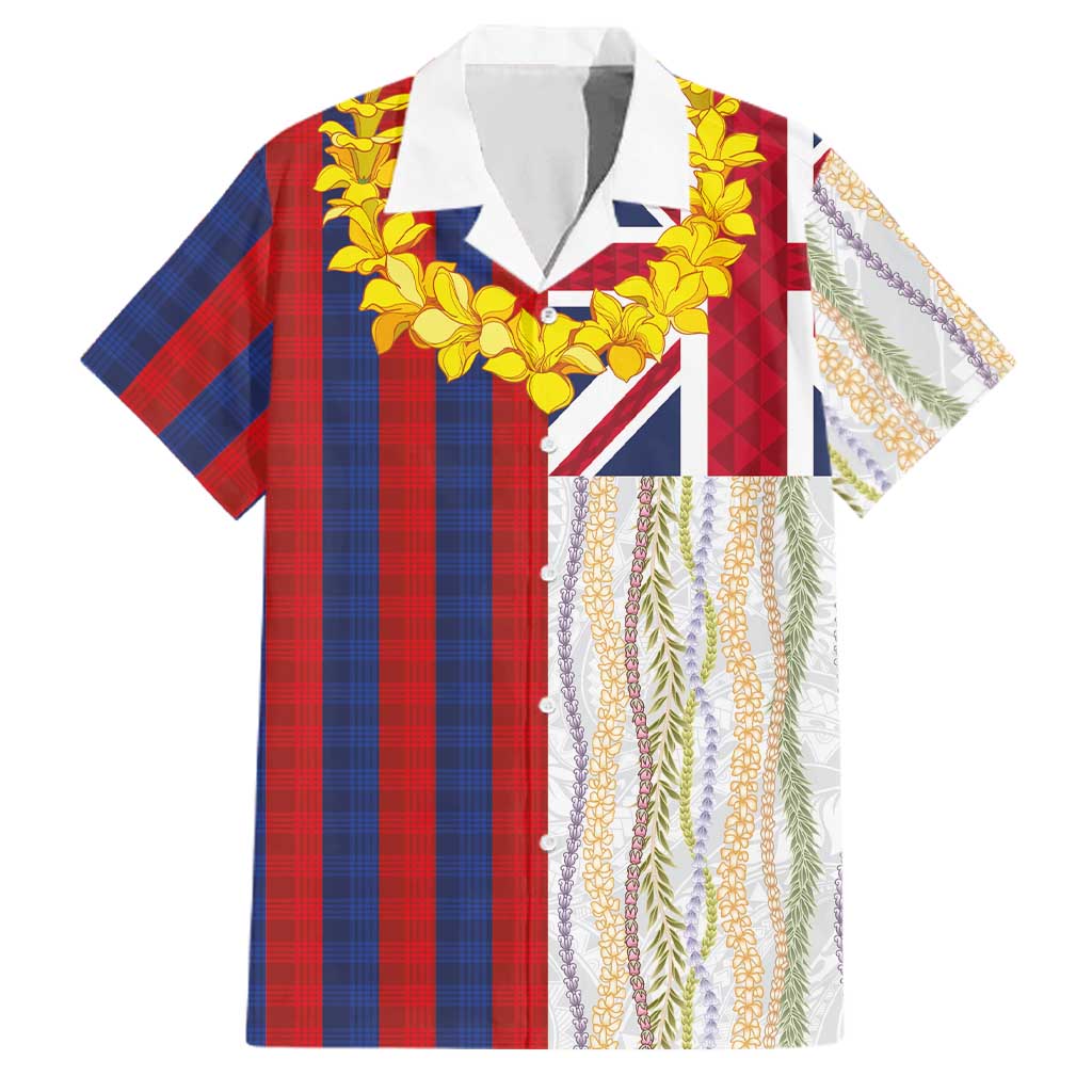 Hawaiian Tropical Plants Lei Family Matching Tank Maxi Dress and Hawaiian Shirt National Flag Style LT03 Dad's Shirt - Short Sleeve Multicolor - Polynesian Pride