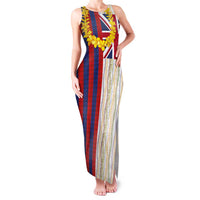 Hawaiian Tropical Plants Lei Family Matching Tank Maxi Dress and Hawaiian Shirt National Flag Style LT03 Mom's Dress Multicolor - Polynesian Pride