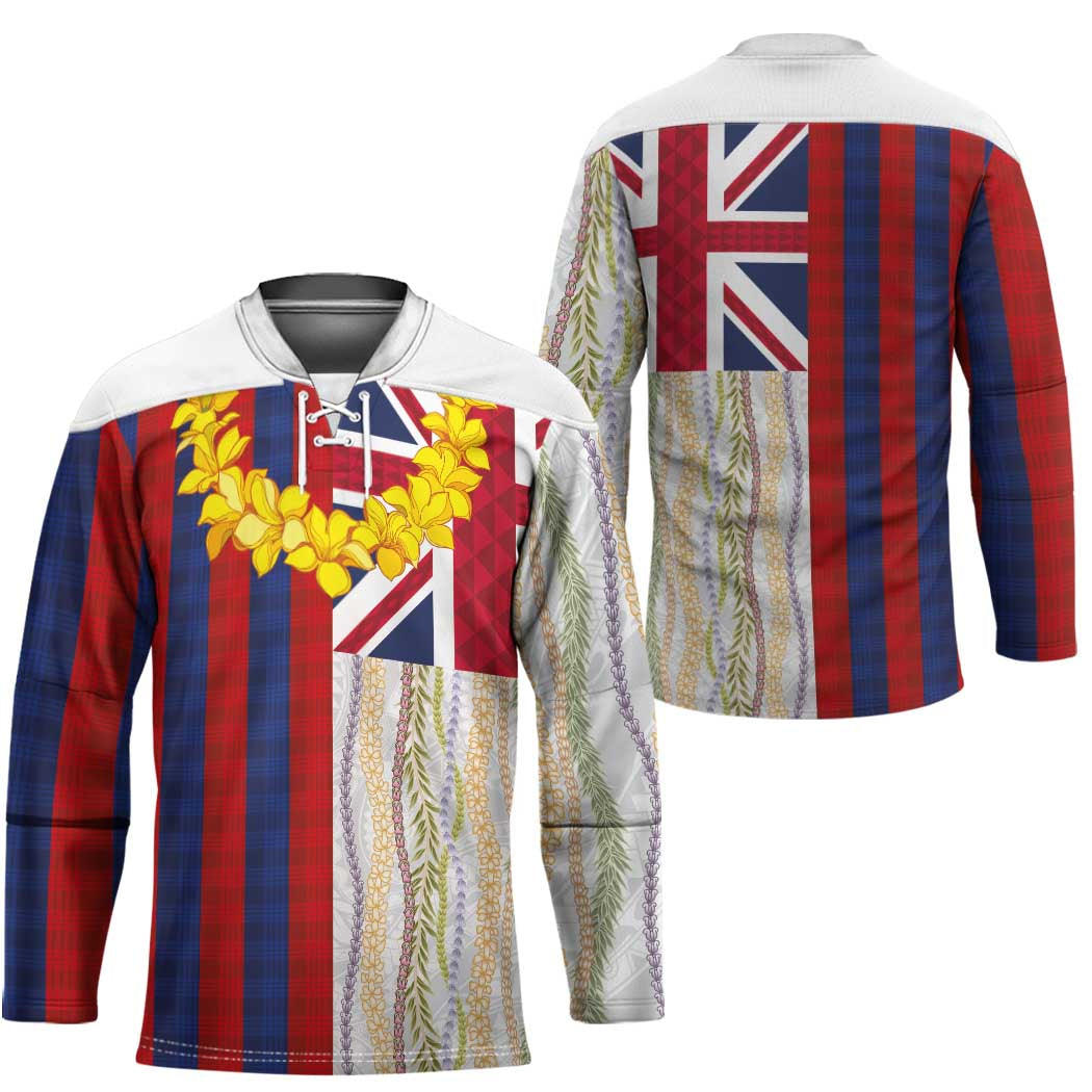 Hawaiian Tropical Plants Lei Hockey Jersey National Flag Style - Polynesian Pride