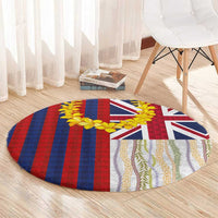 Hawaiian Tropical Plants Lei Round Carpet National Flag Style - Polynesian Pride