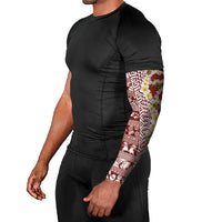 Hawaiian Plumeria Lei Arm Sleeves Kakau Motifs and Palaka Half Style Red Color - Polynesian Pride