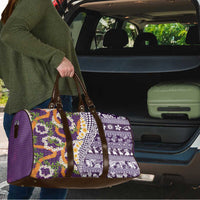Hawaiian Plumeria Lei Travel Bag Kakau Motifs and Palaka Half Style Purple Color LT03 - Polynesian Pride