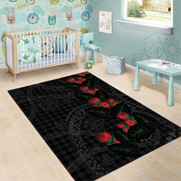 Hawaiian Kakau Art Area Rug Taro Leaves with Ohia Lehua and Pakala Pattern - Polynesian Pride