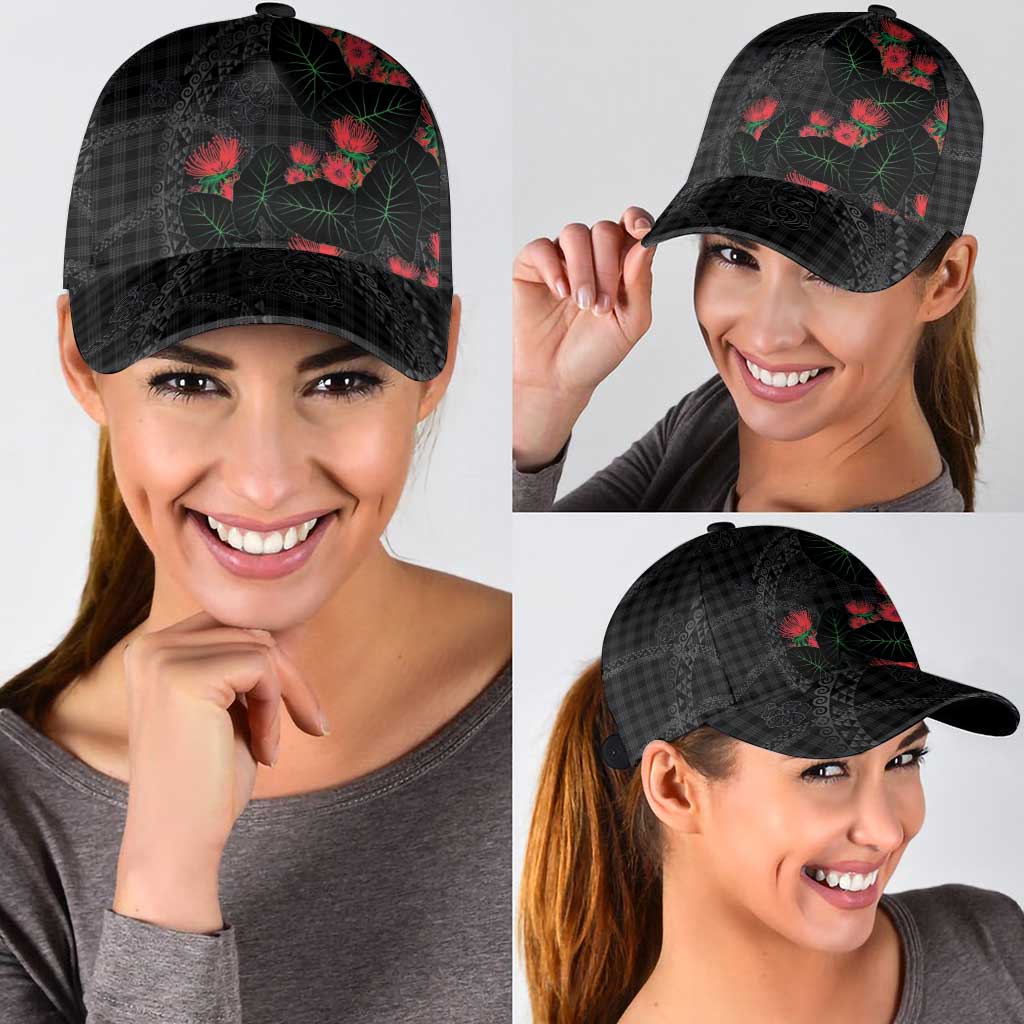 Hawaiian Kakau Art Classic Cap Taro Leaves with Ohia Lehua and Pakala Pattern - Polynesian Pride