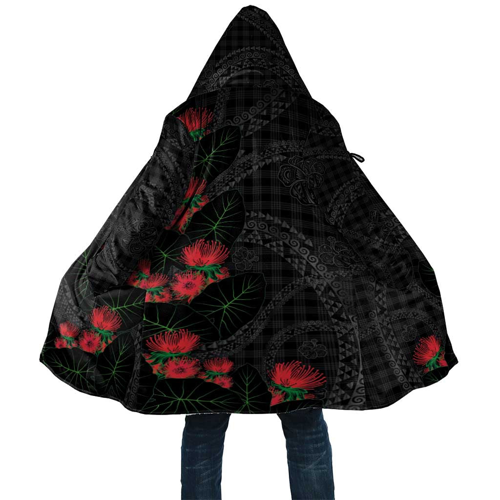 Hawaiian Kakau Art Cloak Taro Leaves with Ohia Lehua and Pakala Pattern - Polynesian Pride