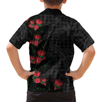 Hawaiian Kakau Art Family Matching Off Shoulder Short Dress and Hawaiian Shirt Taro Leaves with Ohia Lehua and Pakala Pattern LT03 - Polynesian Pride