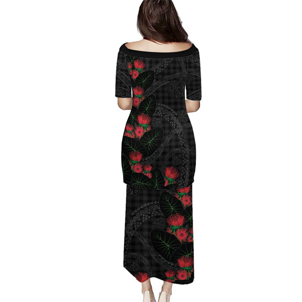 Hawaiian Kakau Art Family Matching Puletasi and Hawaiian Shirt Taro Leaves with Ohia Lehua and Pakala Pattern LT03 - Polynesian Pride