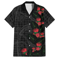 Hawaiian Kakau Art Family Matching Summer Maxi Dress and Hawaiian Shirt Taro Leaves with Ohia Lehua and Pakala Pattern LT03 Dad's Shirt - Short Sleeve Black - Polynesian Pride