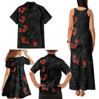 Hawaiian Kakau Art Family Matching Tank Maxi Dress and Hawaiian Shirt Taro Leaves with Ohia Lehua and Pakala Pattern LT03 - Polynesian Pride
