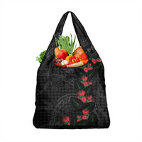 Hawaiian Kakau Art Grocery Bag Taro Leaves with Ohia Lehua and Pakala Pattern - Polynesian Pride