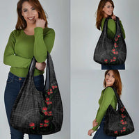 Hawaiian Kakau Art Grocery Bag Taro Leaves with Ohia Lehua and Pakala Pattern - Polynesian Pride