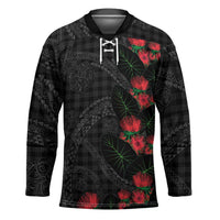 Hawaiian Kakau Art Hockey Jersey Taro Leaves with Ohia Lehua and Pakala Pattern - Polynesian Pride