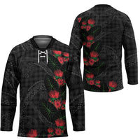 Hawaiian Kakau Art Hockey Jersey Taro Leaves with Ohia Lehua and Pakala Pattern - Polynesian Pride