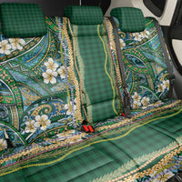 Hawaiian Art Flower Tribal with Lei Back Car Seat Cover Palaka Pattern Green Color - Polynesian Pride