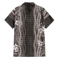 Hawaiian Art Flower Tribal with Lei Hawaiian Shirt Palaka Pattern Grayscale - Polynesian Pride