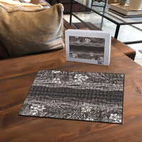 Hawaiian Art Flower Tribal with Lei Puzzle Palaka Pattern Grayscale - Polynesian Pride