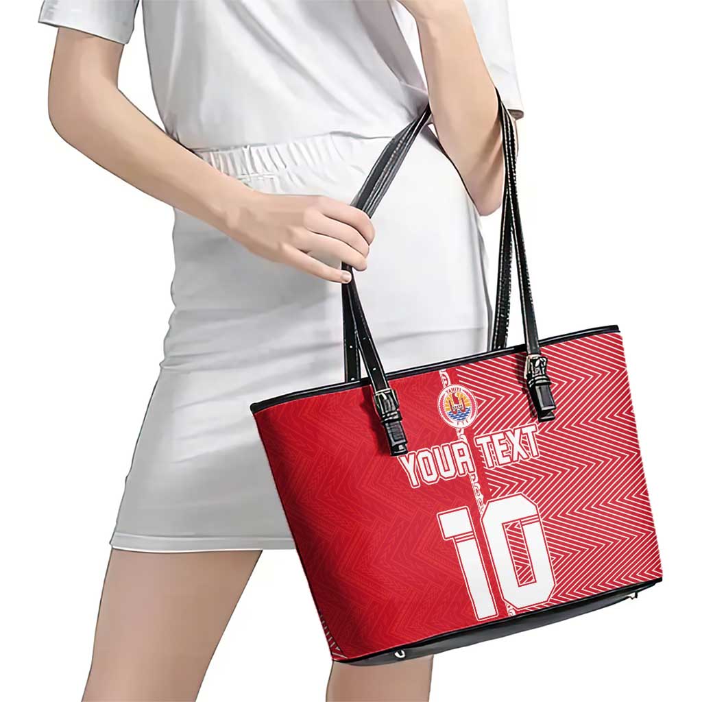 Custom Tahiti Football-Iron Warriors Leather Tote Bag