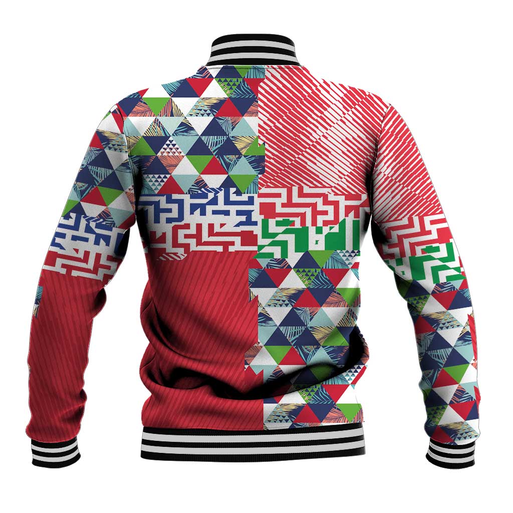 Hawaiian Floral Kakau Tropical Leaves-Sporty Style Baseball Jacket